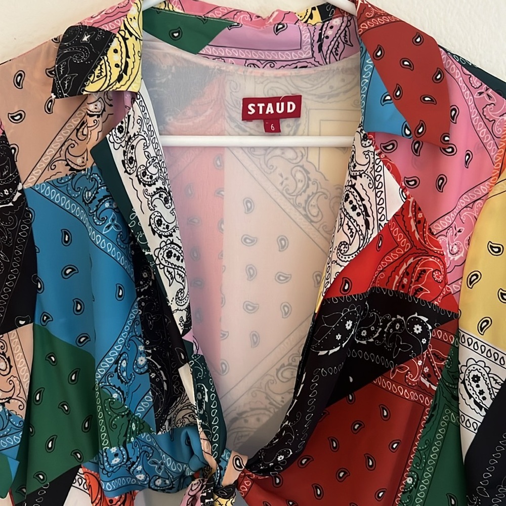 Staud Multicolor Patchwork Dress - image 7